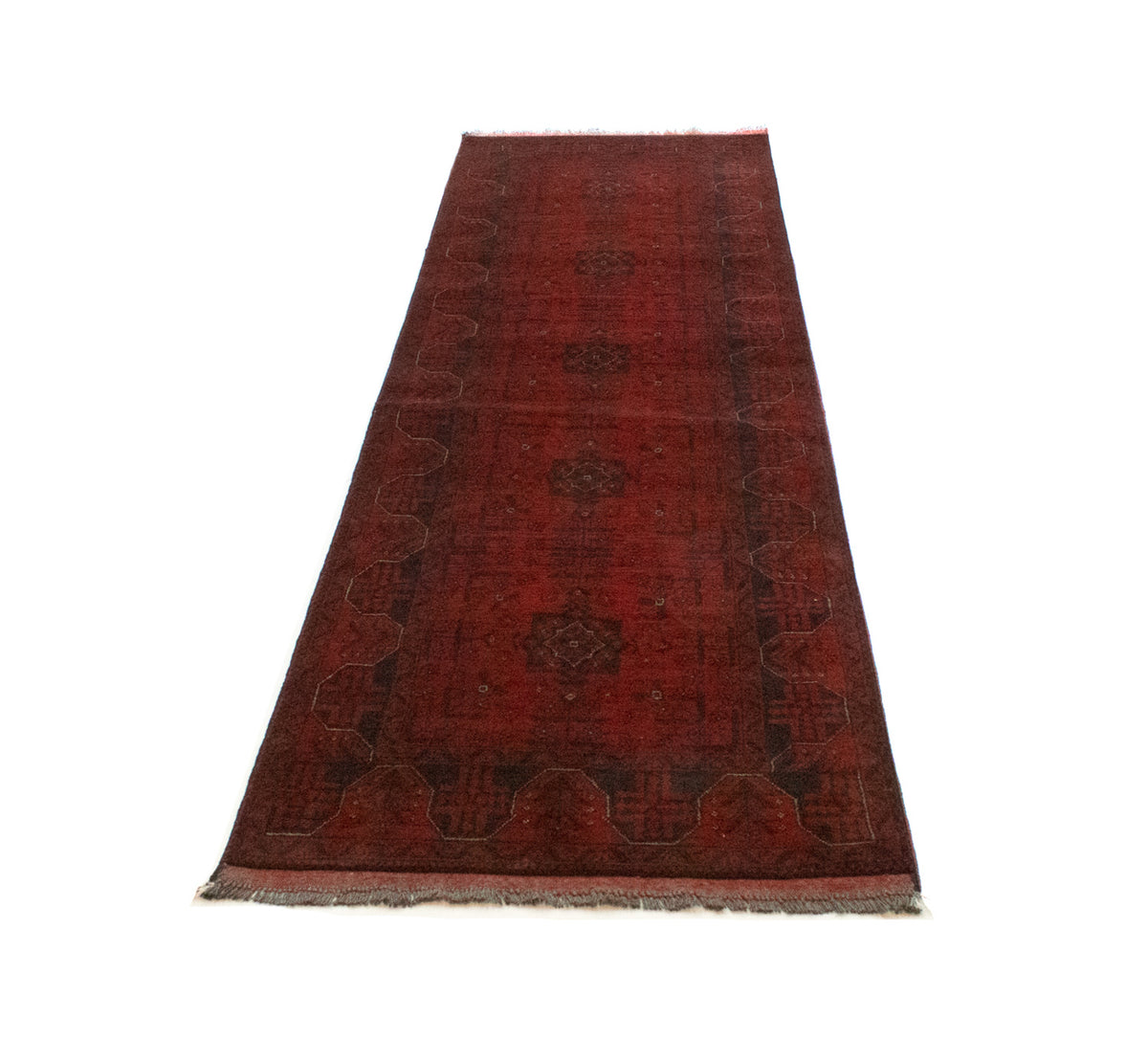 Afghan Teppich - Kunduz 296 x 77 cm - rot