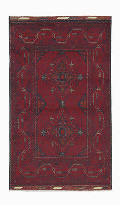 Afghan Teppich - Kunduz 123 x 75 cm - dunkelrot