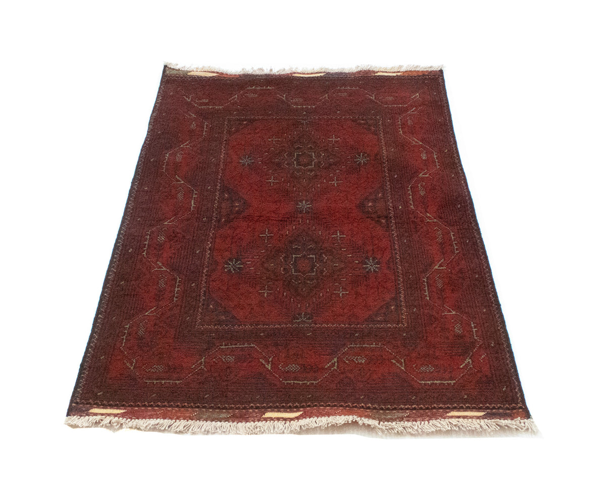 Afghan Teppich - Kunduz 123 x 75 cm - dunkelrot