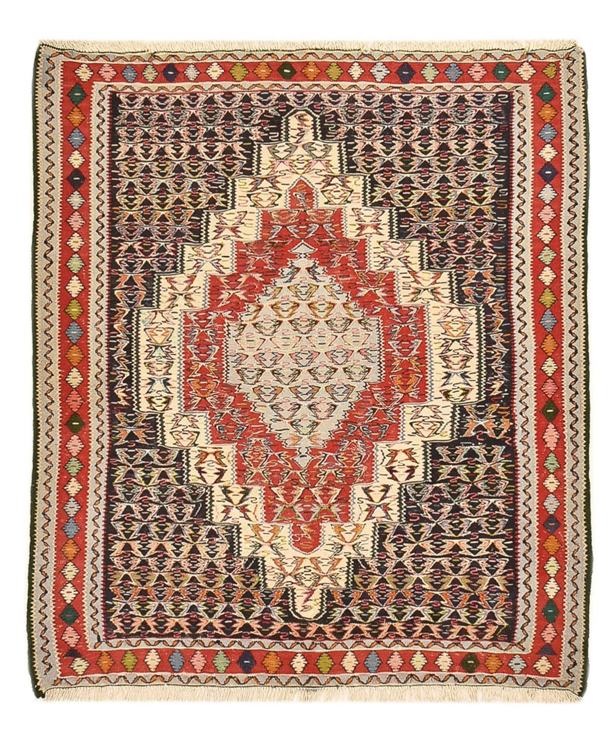 Kelim Teppich - Oriental quadratisch  - 147 x 130 cm - rot