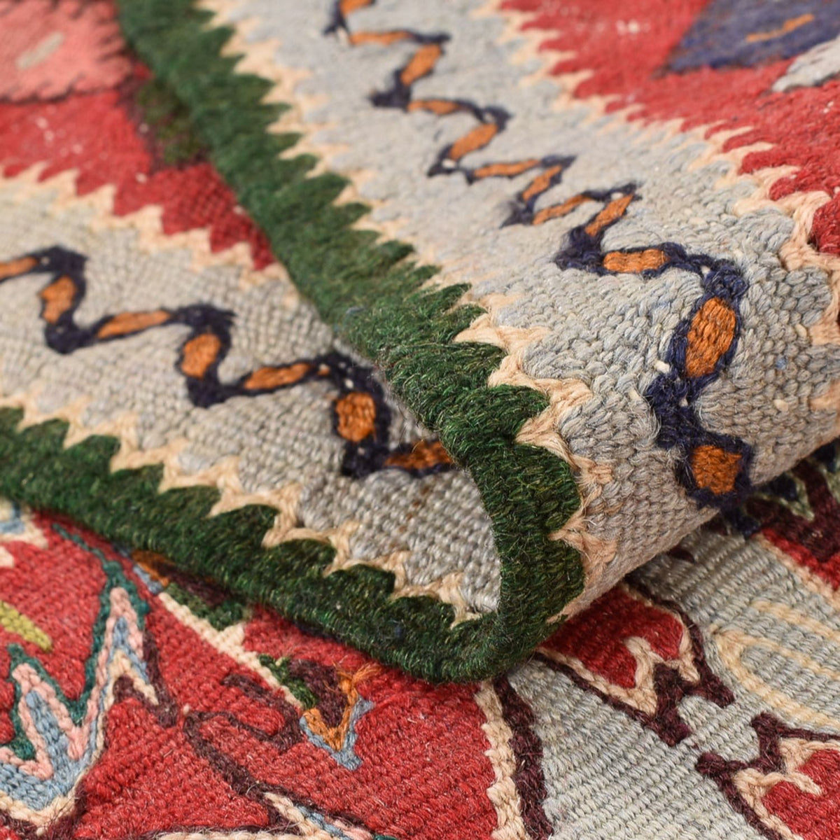 Kelim Teppich - Oriental quadratisch  - 147 x 130 cm - rot