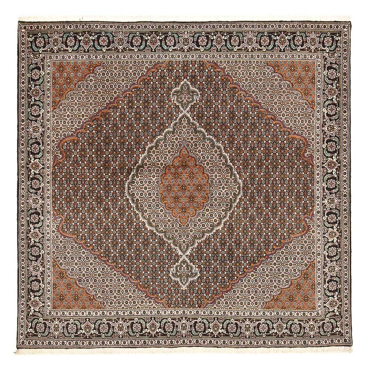 Perserteppich - Täbriz - Royal quadratisch  - 203 x 203 cm - braun