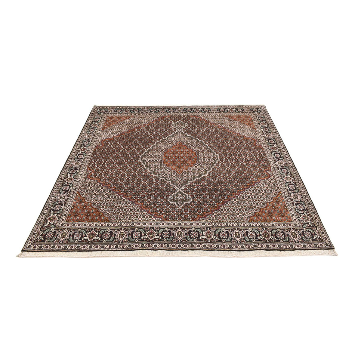 Perserteppich - Täbriz - Royal quadratisch  - 203 x 203 cm - braun