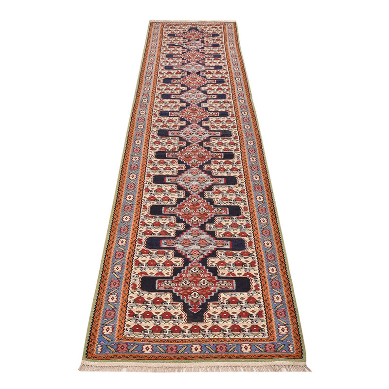 Läufer Kelim - Oriental - 415 x 85 cm - dunkelblau