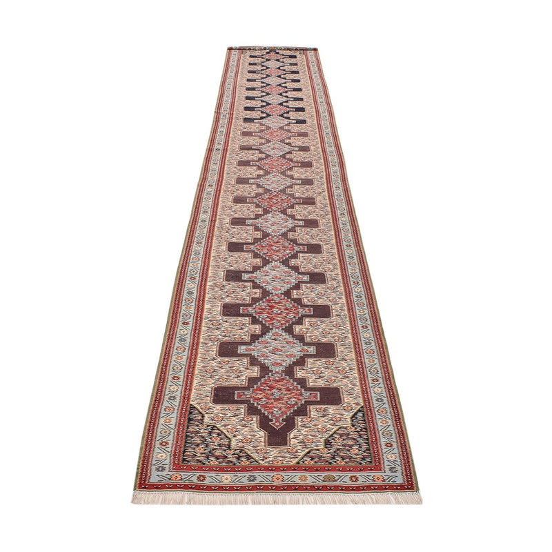 Läufer Kelim - Oriental - 495 x 85 cm - dunkelblau