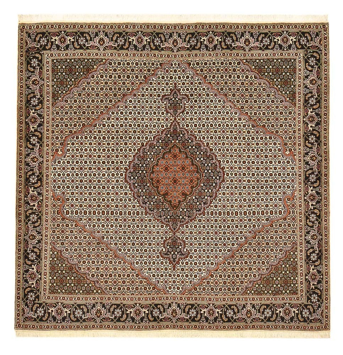Perserteppich - Täbriz - Royal quadratisch  - 203 x 198 cm - hellbraun