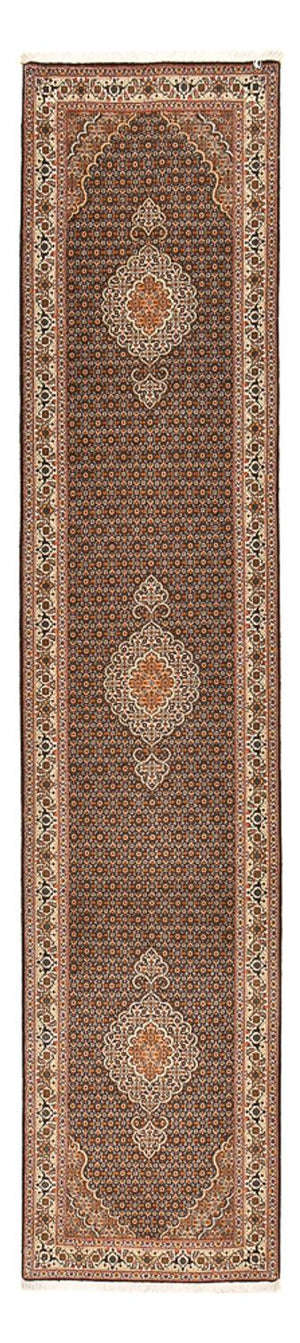 Läufer Perser - Täbriz - Royal - 392 x 67 cm - dunkelbeige
