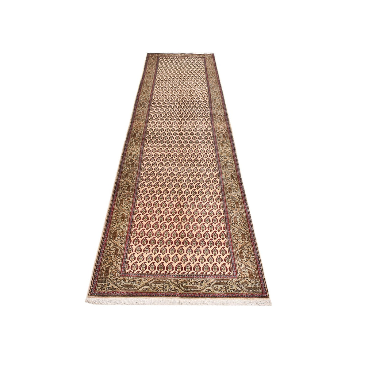 Läufer Perser - Täbriz - Royal - 427 x 97 cm - dunkelbeige