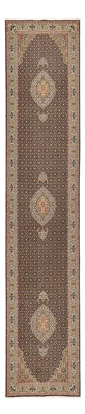 Läufer Perser - Täbriz - Royal - 390 x 82 cm - dunkelbeige