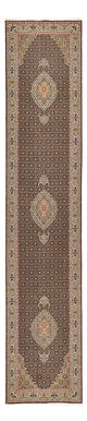 Läufer Perser - Täbriz - Royal - 390 x 82 cm - dunkelbeige