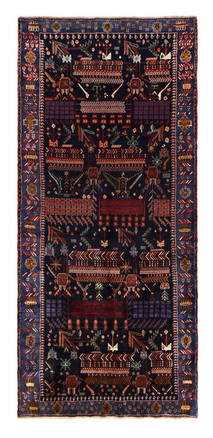 Läufer Perser - Nomadic - 382 x 168 cm - dunkelrot