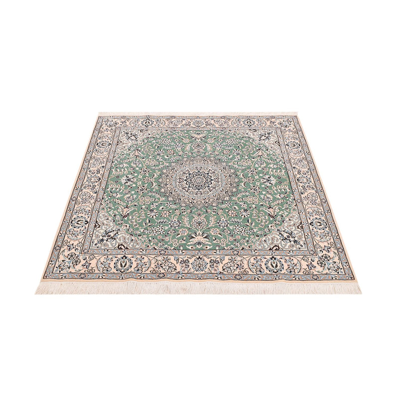 Perserteppich - Nain - Royal quadratisch  - 152 x 149 cm - hellgrün