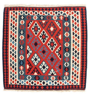Kelim Teppich - Oriental 104 x 103 cm - dunkelrot
