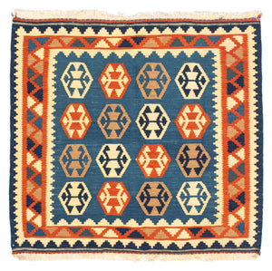 Kelim Teppich - Oriental 102 x 95 cm - dunkelblau