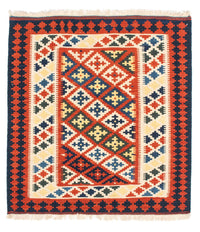 Kelim Teppich - Oriental 107 x 100 cm - dunkelrot