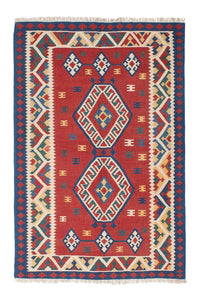 Kelim Teppich - Oriental 222 x 146 cm - dunkelrot