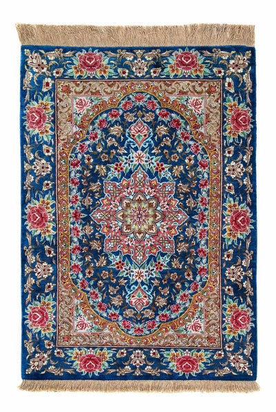 Ghom Teppich 55x80cm - Perserteppich - dunkelblau