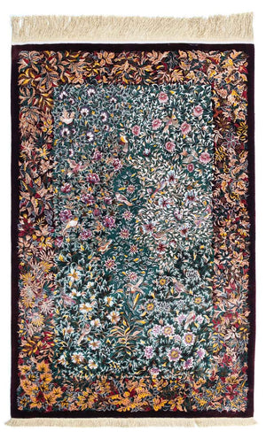 Perserteppich - Ghom 120 x 78 cm - dunkelrot