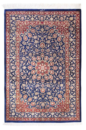 Perserteppich - Ghom 117 x 78 cm - dunkelblau