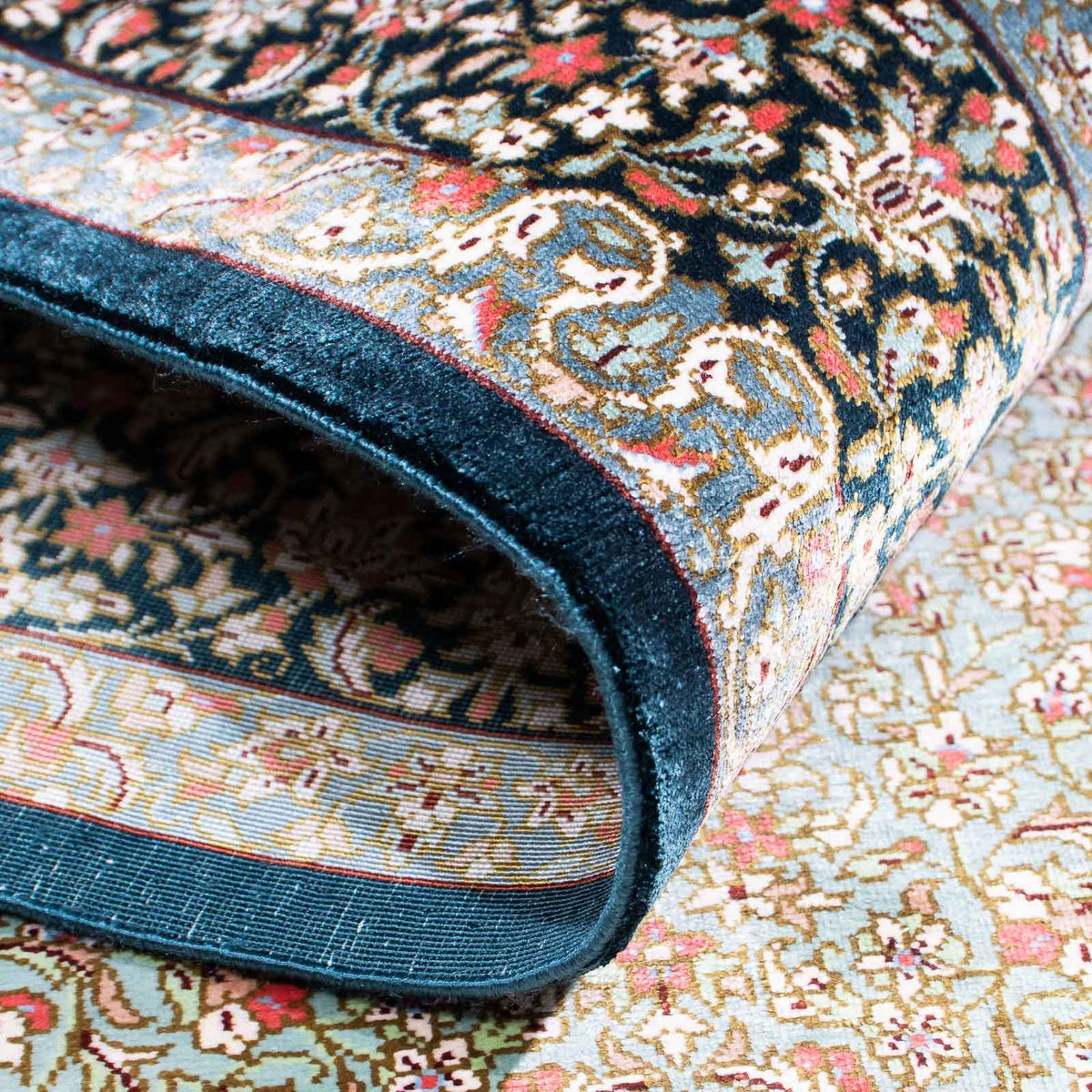 Perserteppich - Ghom 121 x 77 cm - dunkelblau