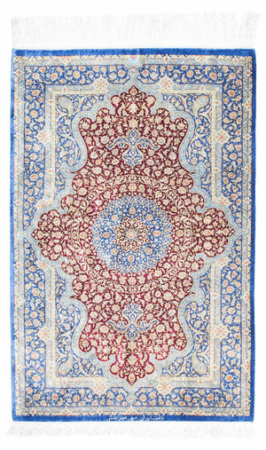 Perserteppich - Ghom 117 x 78 cm - blau
