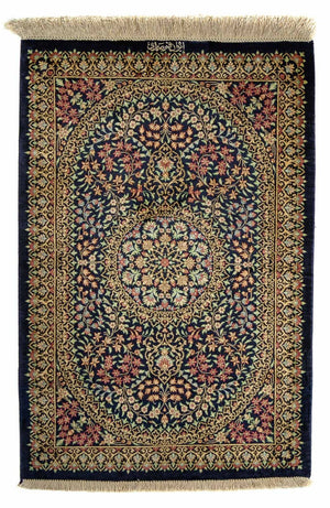 Perserteppich - Ghom 91 x 61 cm - dunkelblau