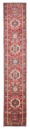 Qaraja Teppich 77x390cm - Perserteppich - Läufer / Rot / 77 x 390 cm Läufer
