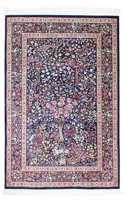 Ghom Teppich 100x152cm - Perserteppich - dunkelblau