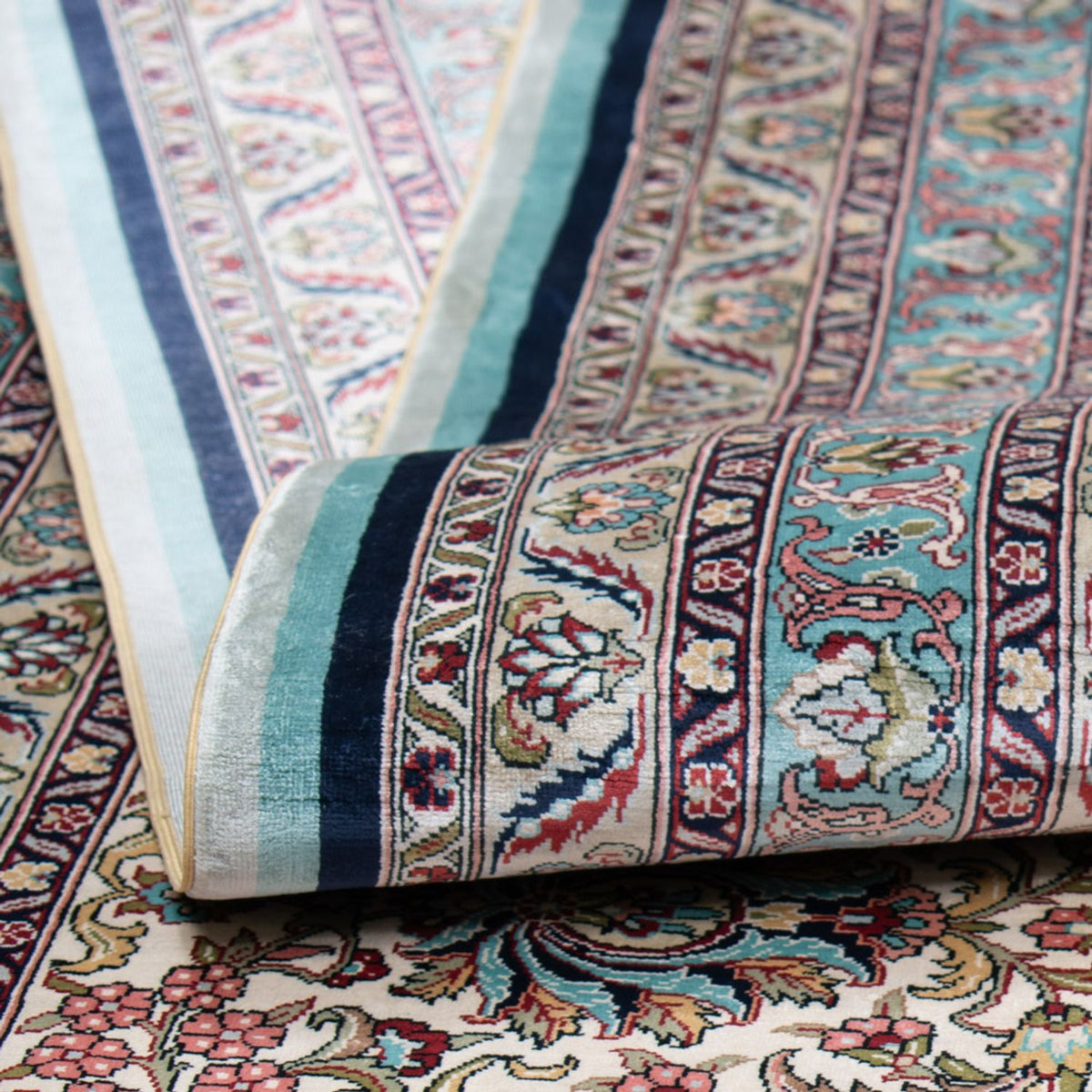 Seidenteppich - China Seide - Royal - 552 x 370 cm - dunkelblau