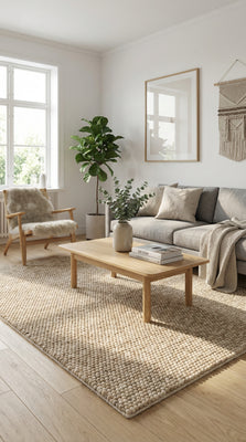 Wollteppich - Filzkugel - Mosaik - rechteckig